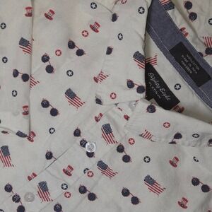Eighty Eight Platinum Mens Medium Short Sleeve Button Down Americana Flag Shirt